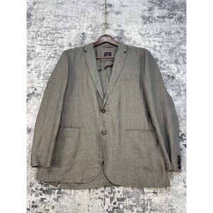 UNTUCKit Spring Mercier Mens 44R Linen Blazer Gray Solid 2 Button Sport Coat